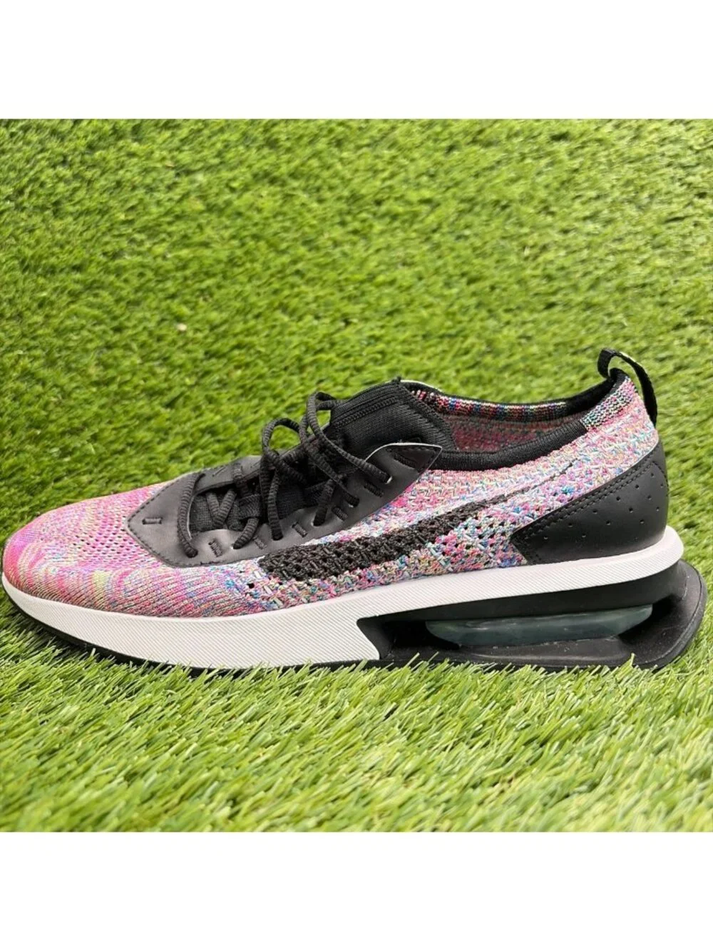 Nike Air Max Flyknit Racer Womens Size 9 Pink Black White Running Shoes Sneakers
